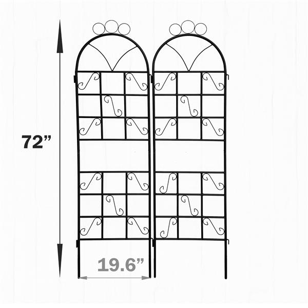 1Set (2pcs)  Metal Garden Trellis for Climbing Plants Outdoor Rustproof Plant Support-Black