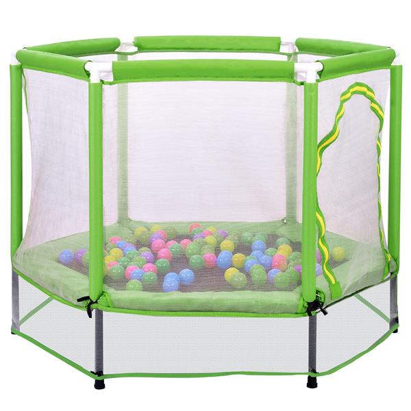 55'' Toddlers Trampoline with Safety Enclosure Net and Balls, Indoor Outdoor Mini Trampoline for Kids