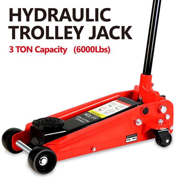 Hydraulic trolley Low Profile and Steel Racing Floor Jack with Piston Quick Lift Pump,3Ton (6,000 lb) Capacity, Lifting range 5.1"-20"