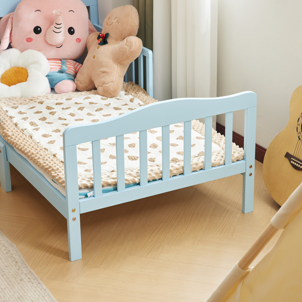 Single Vertical Board with Guardrails on Both Sides Blue 135*75*62.5cm Wooden Bed Pine Children