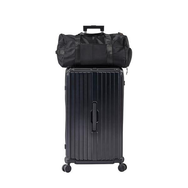 Luggage Set 4 pcs (20"/24"/29"/Travel Bag), PC+ABS Durable Lightweight Luggage with Collapsible Cup Holder, 360° Silent Spinner Wheels, TSA Lock, Black