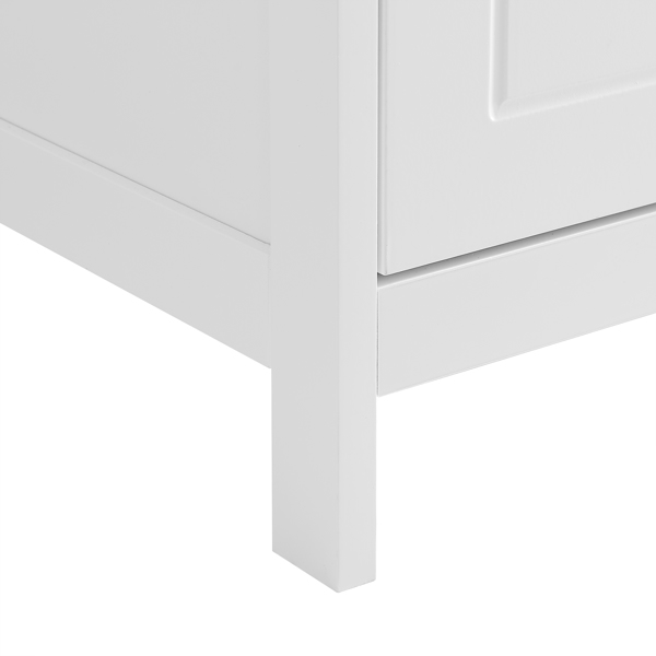 Bathroom Storage Cabinet, Cabinet with Two Doors and Drawers, Adjustable Shelf, MDF Board, White 