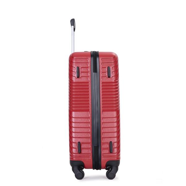 3 Piece Luggage Sets PC+ABS Lightweight Suitcase with Two Hooks, Spinner Wheels, (20/24/28) Red