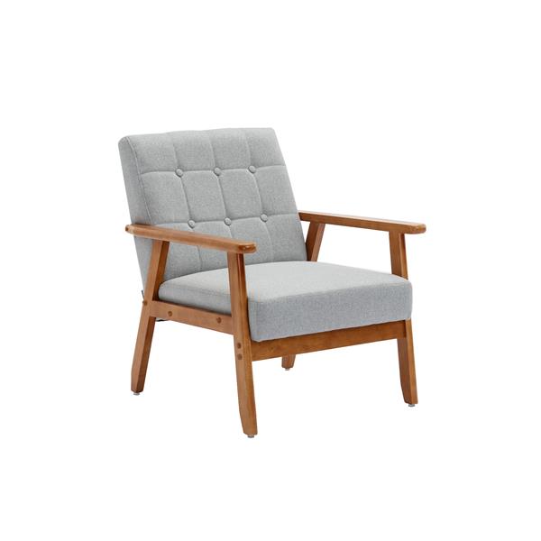 Leisure Chair with Solid Wood Armrest and Feet, Mid-Century Modern Accent chair, for Living Room Bedroom Studio chair