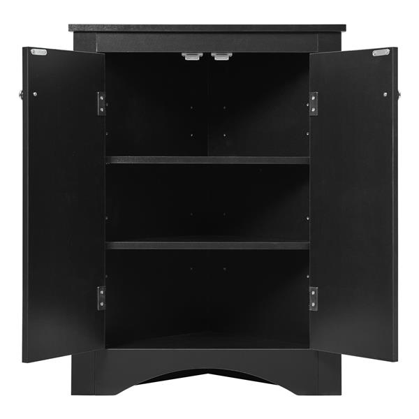 Black Triangle Bathroom Storage Cabinet with Adjustable Shelves, Freestanding Floor Cabinet for Home Kitchen