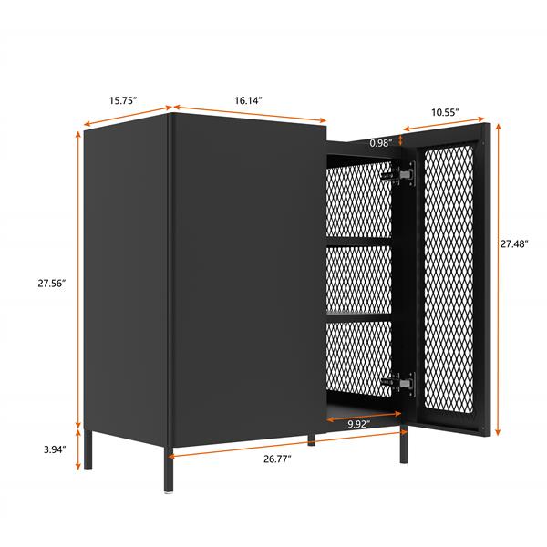 Metal Sideboard Cabinet with Mesh Element Doors and Adjustable Shelves for Dining Room,Kitchen, Living Room,Hallway(Black)