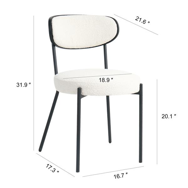 Modern grey simple teddy velvet dining chair Upholstered chair Family bedroom stool back dressing, white round table set,Bentwood covered with ash veneer Chair back,chair black metal legs (set of 5)