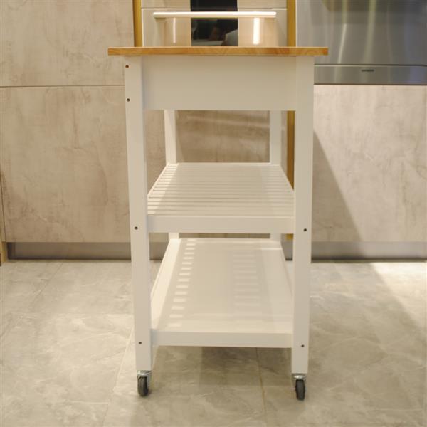 Kitchen Island & Kitchen Cart, Mobile Kitchen Island with Two Lockable Wheels, Simple Design to Display Foods and Utensil Clearly, One Big Drawer Keeps Kitchen Ware from Dust.