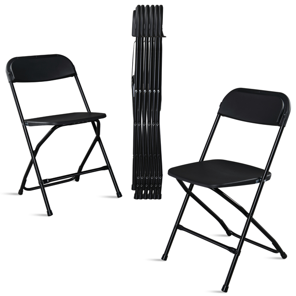 6pcs Injection Molding Classic Garden Plastic Folding Chair Black