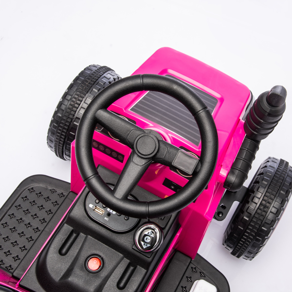 12V Kids Ride On Electric Tractor Black Knight,Kids Ride On Toy.2WD,Non-skid tires, steering wheel, foot pedal,With Removable storage tug,Light,Bluetooth,Music,MP3,USB,Power Display For Kids Aged 3+.