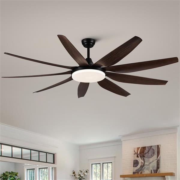 71" Integrated LED Lighting Ceiling Fan with 9 Solid Wood Blade