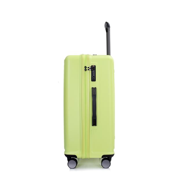 3 Piece Luggage Sets PC+ABS Lightweight Suitcase with Two Hooks, 360° Double Spinner Wheels, TSA Lock, (20/24/28) Light Green