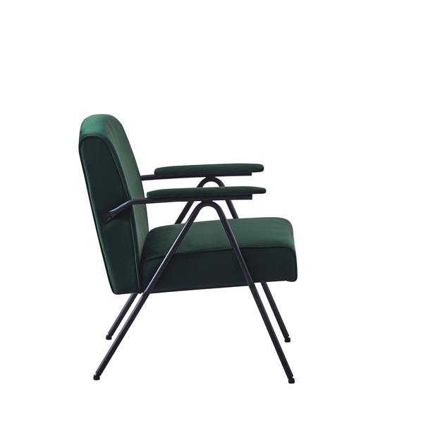 Cloth leisure, black metal frame recliner, for living room and bedroom, green