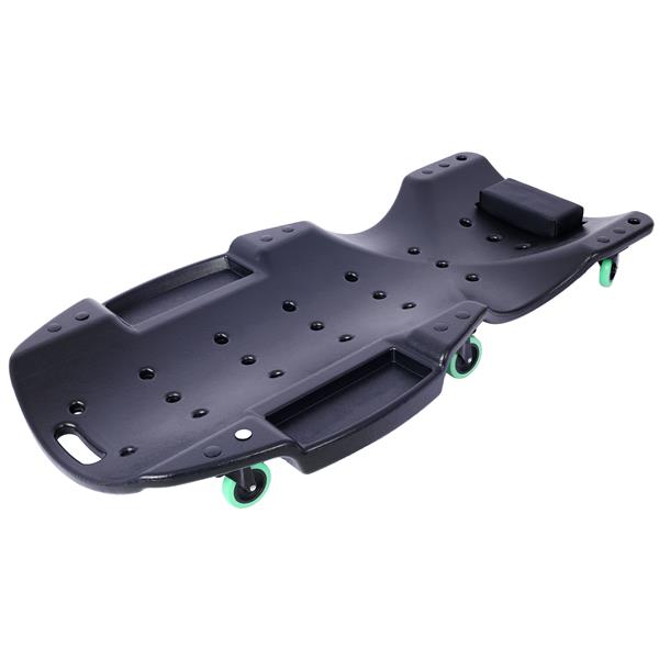 Plastic Creeper 48 Inch - Blow Molded Ergonomic HDPE Body with Padded Headrest & Dual Tool Trays - 440 Lbs Capacity BLACK