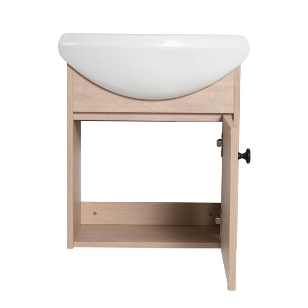 Small Size 18 Inch Bathroom Vanity With Ceramic Sink,Wall Mounting Design