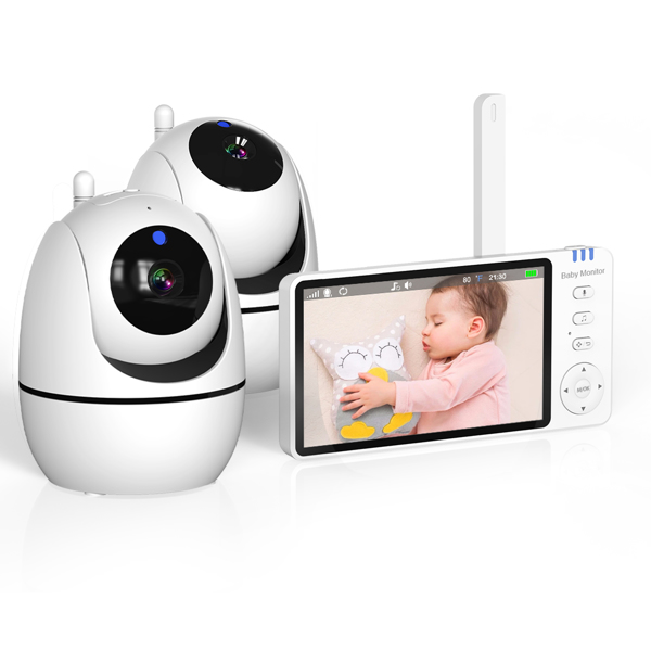 Baby Monitor 720P with Camera 5 Inch HD 3500mAh  IPS Display, VOX Mode Digital Zoom Night Vision Two-Way Talk Temperature Display