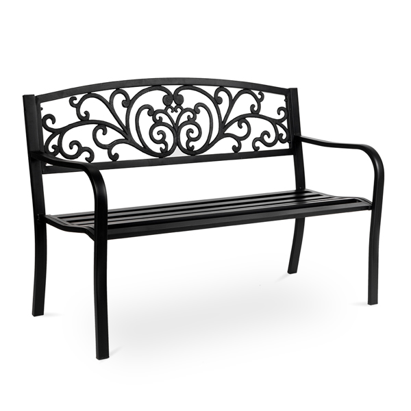 50" Iron Outdoor Courtyard Decoration Park Leisure Bench