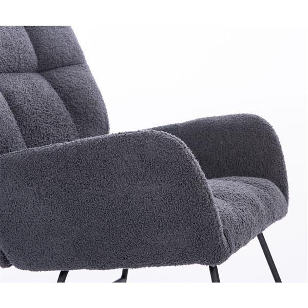 Teddy Upholstered Nursery Rocking Chair for Living Room Bedroom(DARK GREY Teddy)