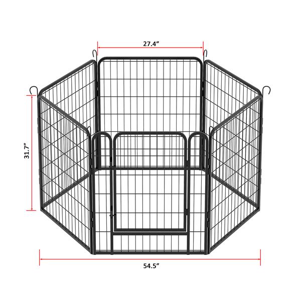 6 Panels Heavy Duty Metal Playpen with door,31.7"H Dog Fence Pet Exercise Pen for Outdoor, Indoor