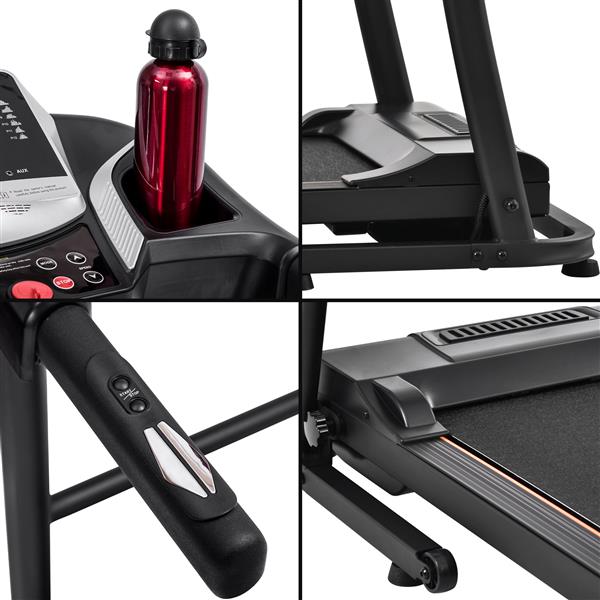 Folding Treadmill Electric Running Machine 2.5HP Motor 300LBS Weight Capacity Walking Jogging Machine with 3 Level Incline 12 Preset Programs for Home Gym