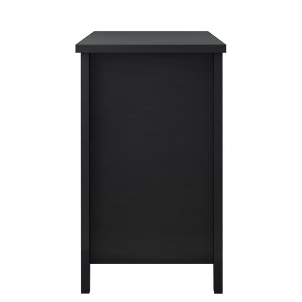 Drawer Dresser BAR CABINET side cabinet,buffet sideboard,buffet service counter, solid wood frame,plasticdoor panel,retro shell handle,applicable to dining room, living room, kitchen ,corridor,black