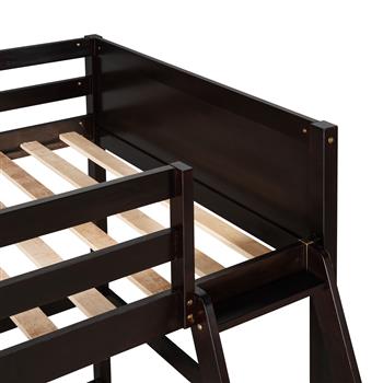 Solid Wood Twin Size Loft Bed with Ladder(Espresso)