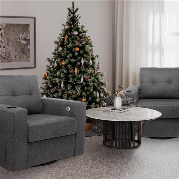 Modern Swivel Accent Sofa Chair, Ernomic Casual 90 Degree Swivel Single Sofa Seat with Drink Holder Living Room Chair ,Soft Egyptian Velvet Sofa Chair (Grey)