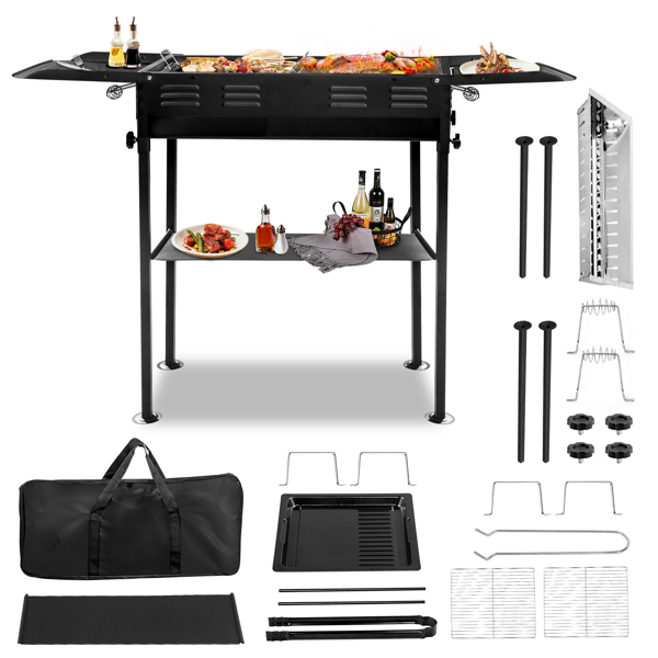 Portable Charcoal Grills for Outdoor BBQ, Foldable Kabob Barbecue Grill for Camping Hibachi BBQ Griddle Lamb Skewer in Garden Backyard Party Picnic Travel Outdoor Cooking