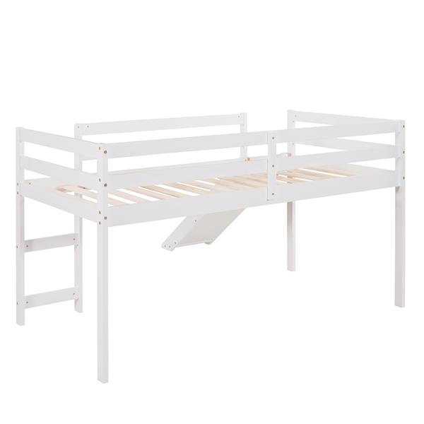 Loft Bed with Slide, Multifunctional Design, Twin (White)