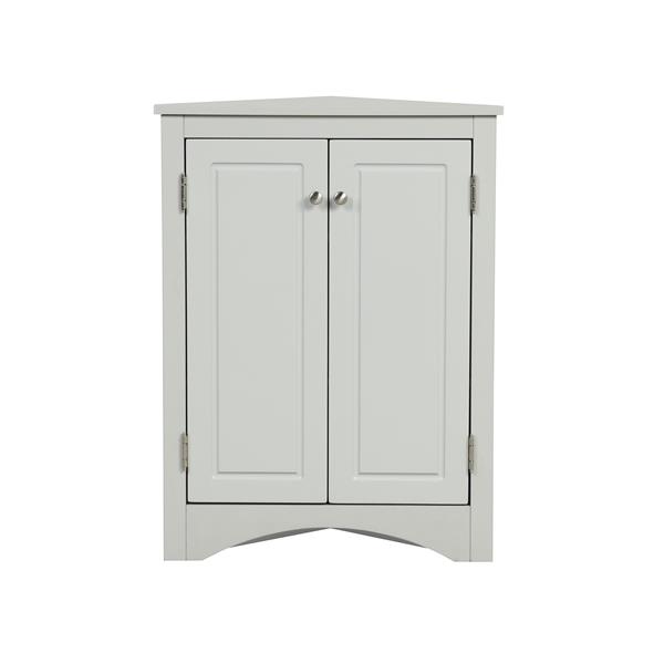 Grey Triangle Bathroom Storage Cabinet with Adjustable Shelves, Freestanding Floor Cabinet for Home Kitchen