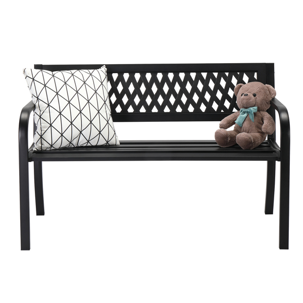 47in PVC Mesh Backrest Iron Bench Black