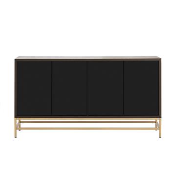 Retro Style Sideboard with Adjustable Shelves, Rectangular Metal Handles and Legs for  Kitchen, Living room, and Dining Room  (Espresso)