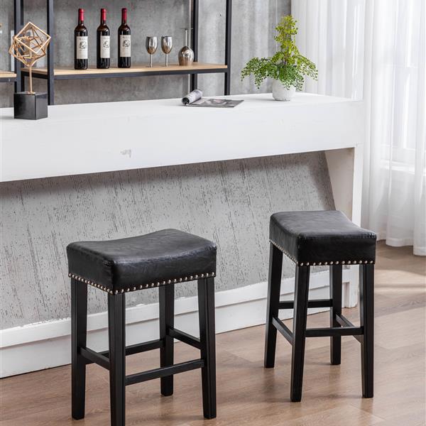 Furniture,Counter Height 26" Bar Stools for Kitchen Counter Backless  Faux Leather Stools Farmhouse Island Chairs (26 Inch, Black, Set of 2)