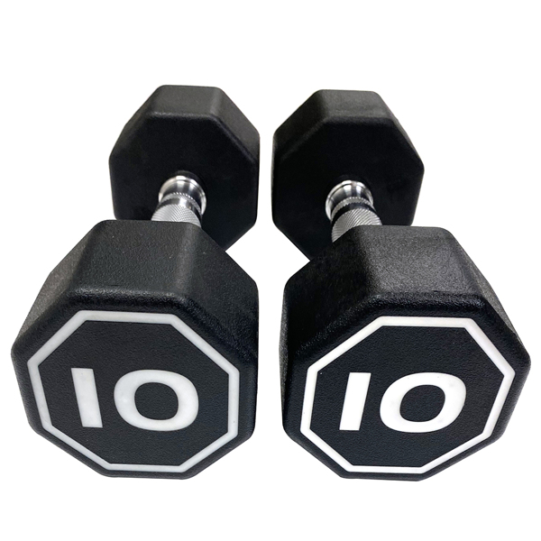 APOLLO IR3920 Premium Octagonal Dumbbell, Large Numbers, Hard Chrome Plated Handle Dumbbells to Assist with Push-Ups, 10 lbs set of 2  