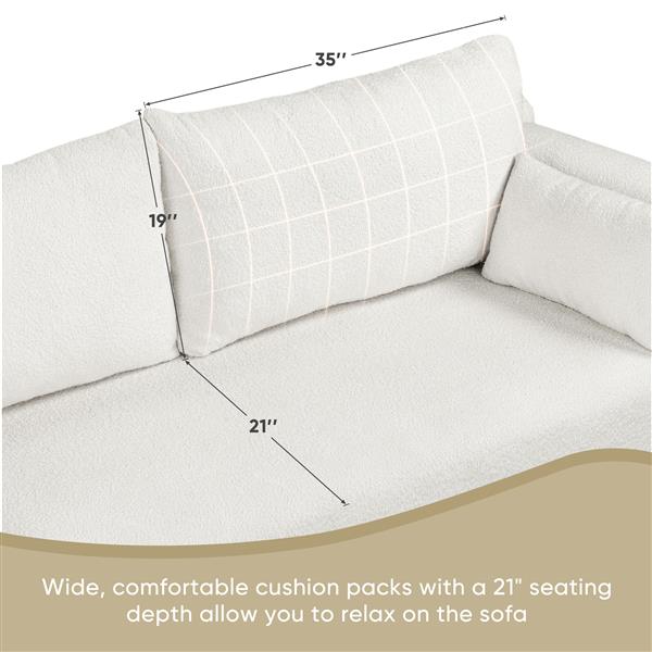 [New] 82*36" Modern Loop Yarn Fabric Sofa, One-Piece Seat Frame, Minimalist 2-3 Seat Couch Easy to Install, Loveseats with Extra Wide Domed Arms for Living Room, Bedroom, Apartment, Office(2 Pillows)