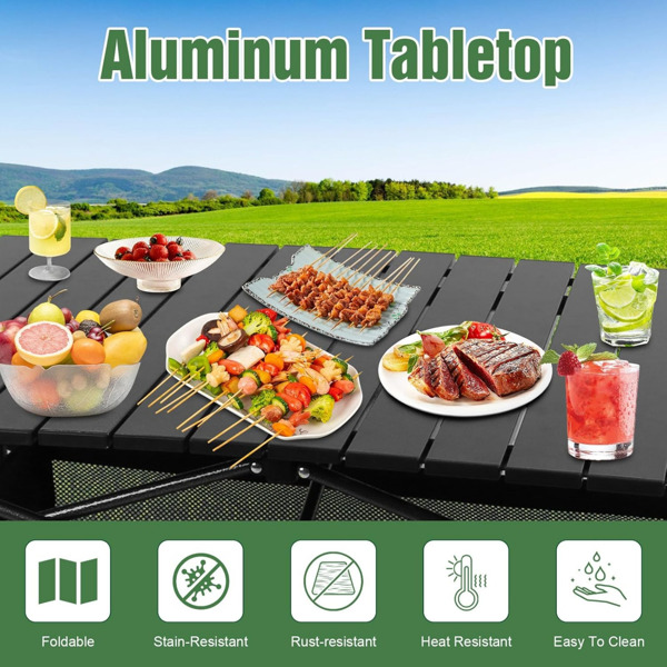 1pc Camping Table That Fold up Lightweight, Aluminum Folding Table Roll Up Table with Easy Carrying Bag for Indoor, Outdoor, Camping, Backyard, BBQ, Party, Patio, Beach, Picnic, Medium