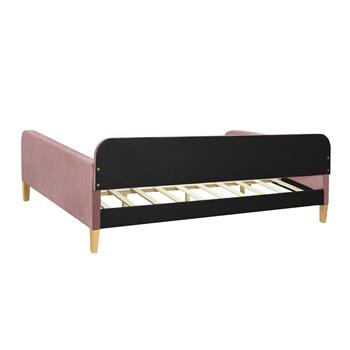 Full Size Upholstered Daybed with 4 Support Legs,Pink