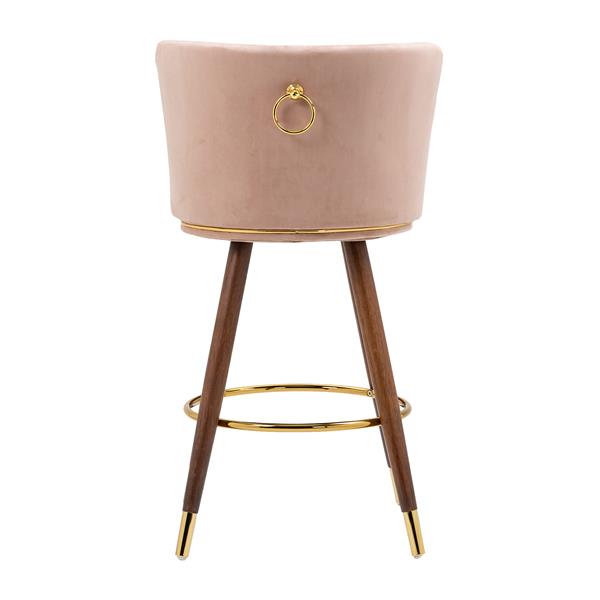 Counter Height Bar Stools Set of 2 for Kitchen Counter Solid Wood Legs with Fabric with a fixed height of 360 degrees