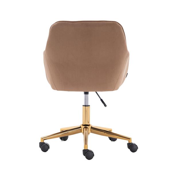 002-Velvet Fabric Adjustable Height 360 revolving Home Office Chair with ld Metal Legs and Universal Wheels for Indoor,Light Coffee