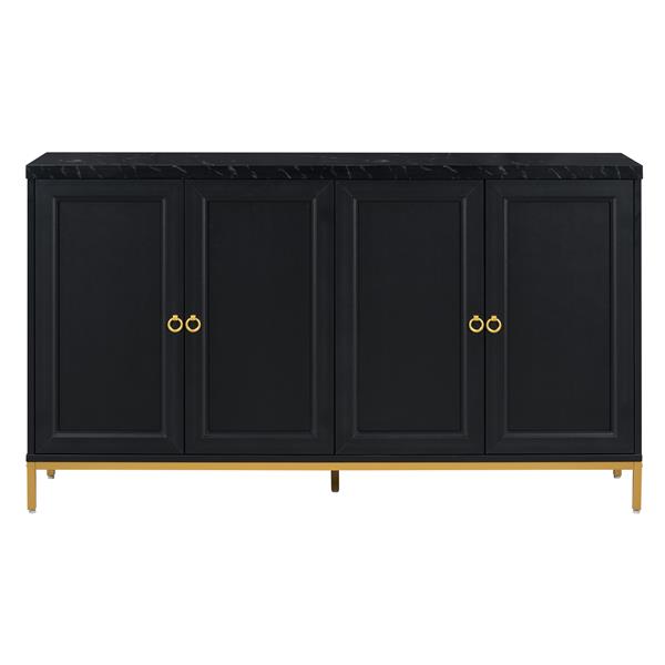 Modern Sideboard with Extra Large Storage Space with Metal Handles and Support Legs for Living Room and Dining Room (Black)