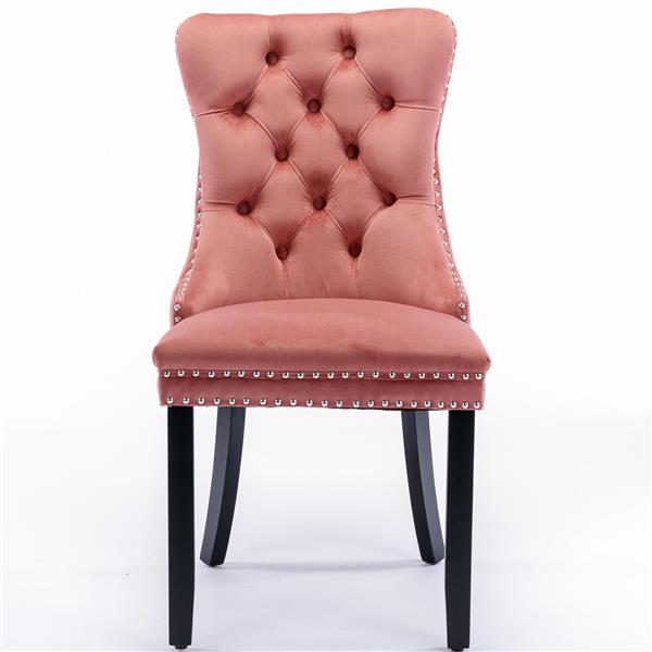 Modern, High-end Tufted Solid Wood Contemporary Velvet Upholstered Dining Chair with Wood Legs Nailhead Trim 2-Pcs Set,Pink