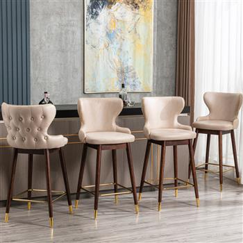 Furniture,29.9\\" Modern Leathaire Fabric bar chairs, Tufted ld Nailhead Trim ld Decoration Bar stools,Set of 2 (Beige)