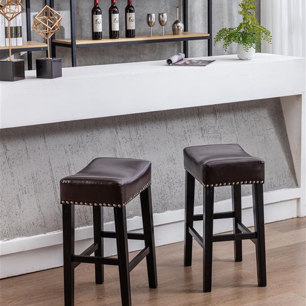 Furniture,Counter Height 26" Bar Stools for Kitchen Counter Backless  Faux Leather Stools Farmhouse Island Chairs (26 Inch, Brown, Set of 2)