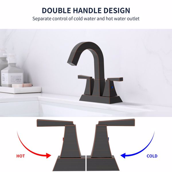 Bathroom Sink Faucet Oil Rubbed Bronze 2-Handle 4 Inch Center-Set Bathroom Sink Faucet, Sink Drain with Overflow Hole and 2 Supply Lines [Unable to ship on weekends, please note that]