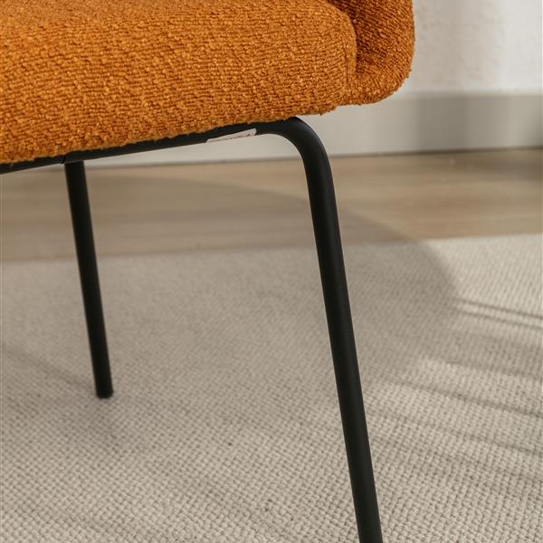 039-Set of 1 Fabric Dining Chair With Black Metal Legs,Ginger