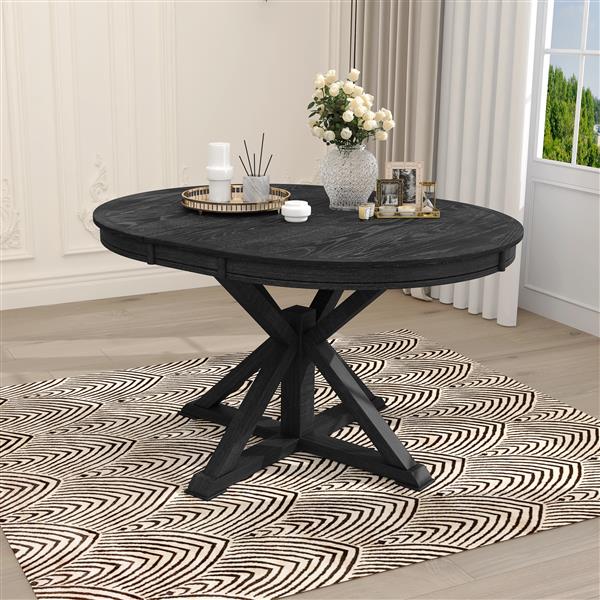 Retro Functional Extendable Dining Table with a 12" Leaf for Dining Room and Living Room (Espresso)