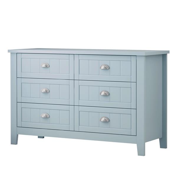 Drawer Dresser BAR CABINET side cabinet,buffet sideboard,buffet service counter, solid wood frame,plasticdoor panel,retro shell handle,applicable to dining room, living room,kitchen corridor,Blue-gray