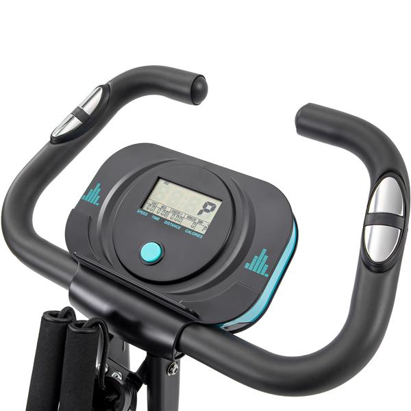 Folding Exercise Bike, Fitness Upright and Recumbent  with 16-Level Adjustable Resistance, Arm Bands and Backrest 