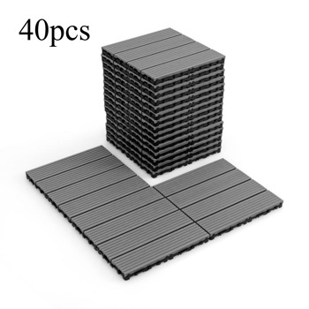 40pcs 12”X12”Plastic Interlocking Deck Tiles for All Weather Use,Cuttable Square Patio Floor Tiles,Waterproof Plastic Outdoor Flooring Covering(Size:12inx12in,Color:Grey)