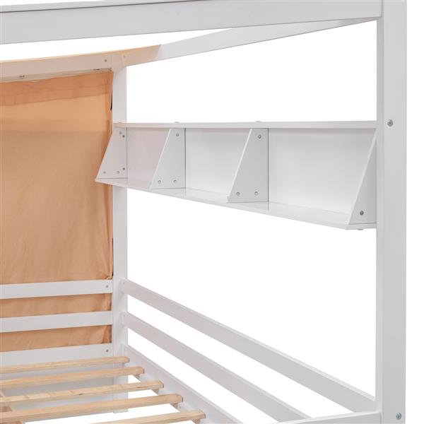 Twin size House Bed with Two Drawers and Wardrobe,White